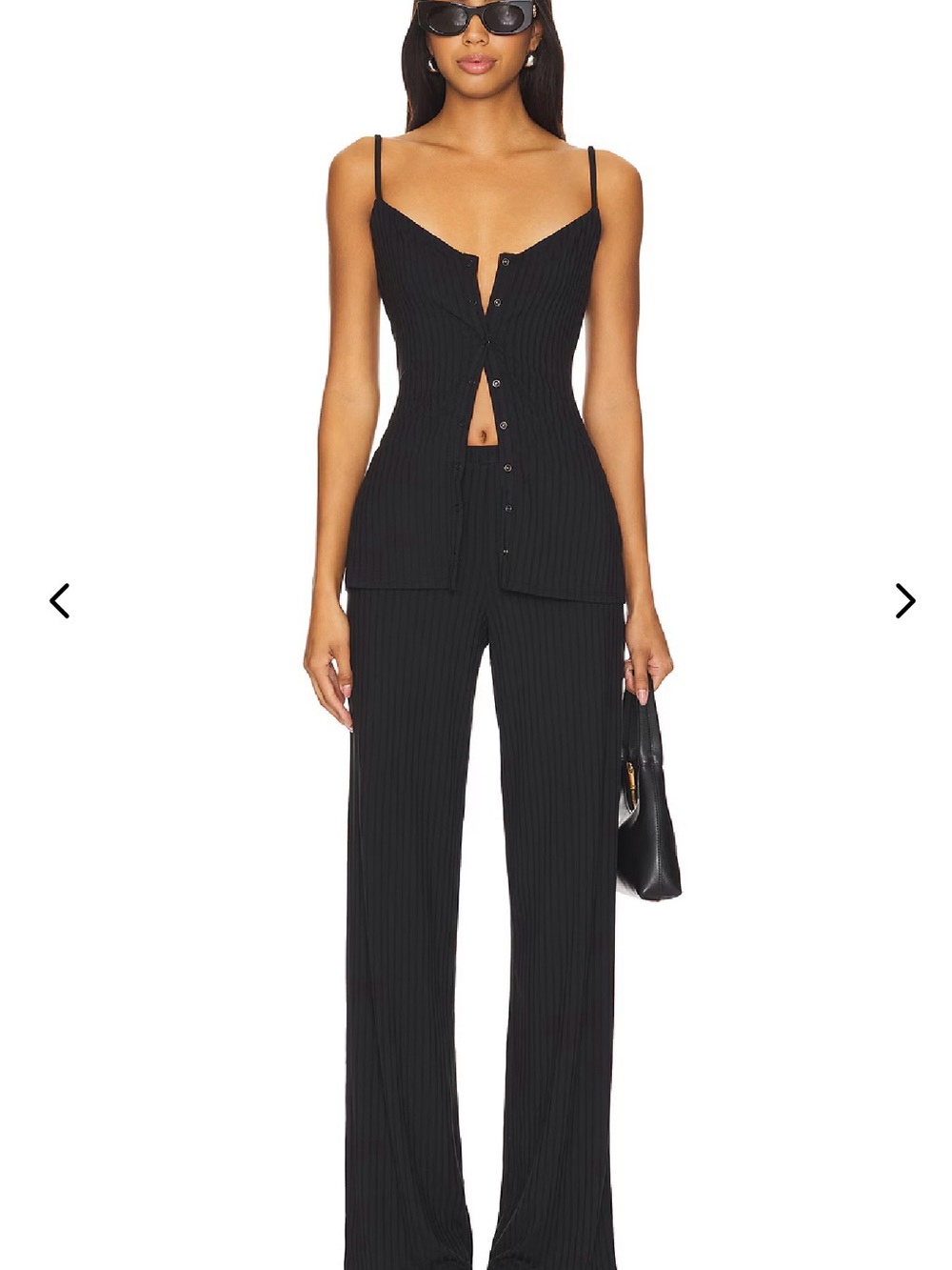 Lovers + Friends Black Ribbed Kinsley Pants